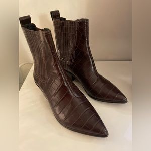 Loeffler Randall Brown Crocodile Boots